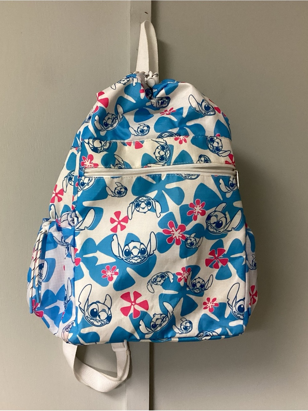 Blue & White Kids Backpack with Stitch Print Disney
